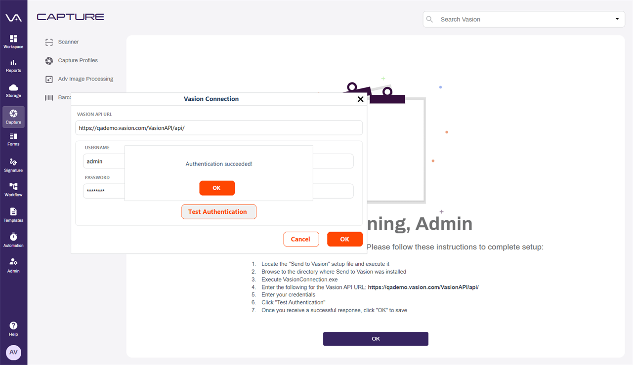 Test authentication success.